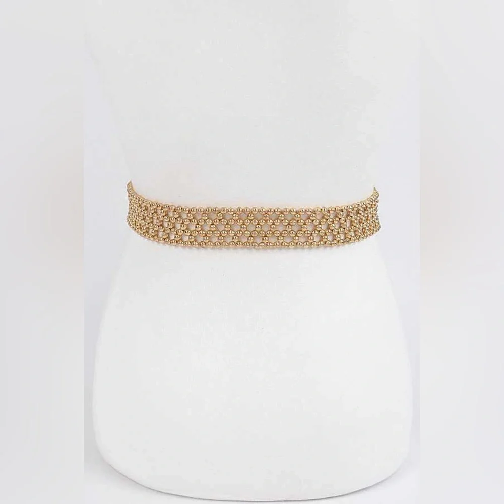 Metallic Gold Beaded Statement Belt
